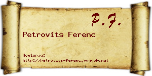 Petrovits Ferenc névjegykártya