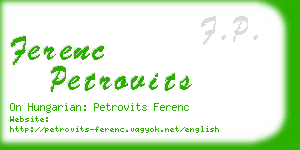 ferenc petrovits business card